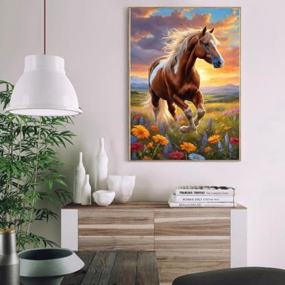 MIRCVSH Horse Paint by Numbers Kit for Adults, Framed Animals Paint by Number Kit on Canvas with Wooden Easel for Home Wall Decor, 12x16 Inch - Image 3