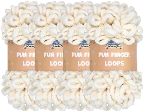 JubileeYarn Fun Finger Loops Yarn - Ivory - 4 Skeins by BambooMN
