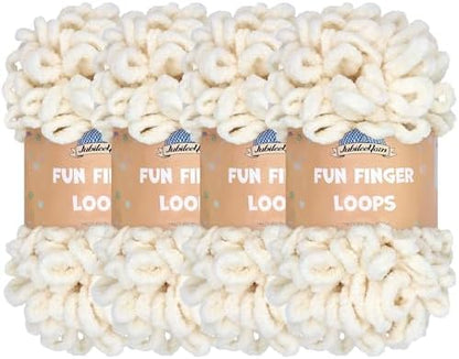 JubileeYarn Fun Finger Loops Yarn - Ivory - 4 Skeins by BambooMN