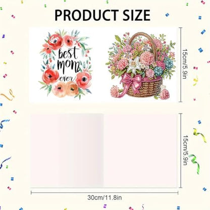 Diamond Art Painting Cards, 6 Pack Gem Art Greeting Cards with Envelopes, 5D Diamond Dots Kits Birthday Cards Making Kits for Adults Family Friends Birthday Gifts 6pcs(Mother's Day Happy Bouquet) - Image 6