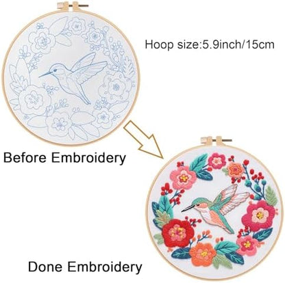 Louise Maelys Hummingbird Flower Embroidery Kit for Beginners Gift - Image 3