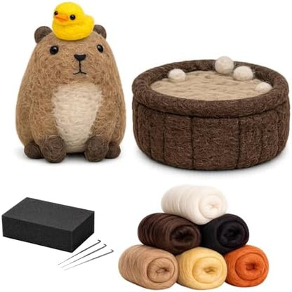 Wooly Nest Beginner Needle Felting Kit for Adults & Kids – DIY Wool Craft Starter Set with All Tools and Wool Included (Smiling Snackies, White) - Image 5