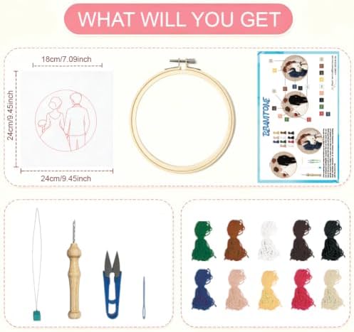BEUNITONE 2 Pcs Sweet Couple Wedding Punch Needle Kits for Adults Beginner - Image 3
