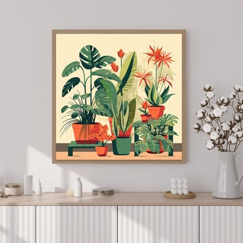 Artunion Framed Paint by Numbers Kit for Adults Beginners & Kids Ages 8-12,Green Plant Paint by Number with Frame,Plant Paint by Numbers Kit on Canvas 10 * 10 Inch Without Easel - Image 2