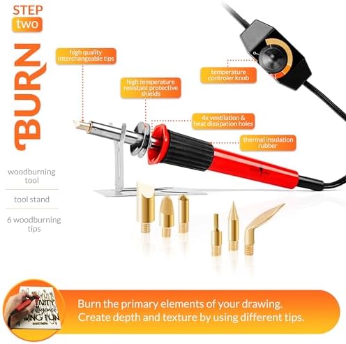 Scissor-Tailed Beginners Wood Burning Kit 140 Pieces. Best Gift Idea for Art & Craft Kit Lovers. Woodburning DIY Hobby Kits with 9 Large Wooden Plaques to Make Unique Wood Burning Projects - Image 6