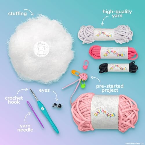 Original Squishmallows™ Crochet Kit – Archie Bag Charm, Axolotl Crochet Kit for Beginners with Yarn, Starter Hooks, Step-by-Step Tutorials, DIY Craft, Great Teen Gifts - Image 4
