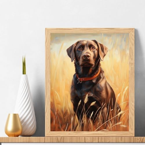 Natuyalo Animal Paint by Numbers Kit for Adults - Black Dog in the Rice Field Painting by Number on Canvas Without Frame, DIY Acrylic Art Crafts for Ideal Gift (16x20 Inch) - Image 2