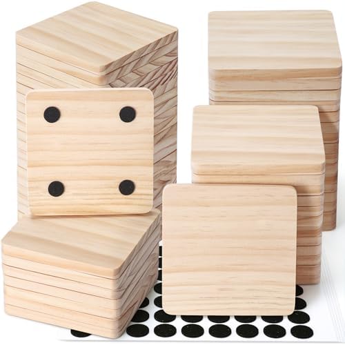 60 PCS Unfinished Wood Coasters, Solid Wooden Blanks for Laser Engraving by GOHDODD