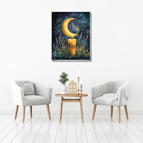 VIGEGU Paint by Numbers Kit for Adults,Moon Candle Paint by Numbers with Frame DIY Crafts for Adults wall Decor 10x12inch - Image 7