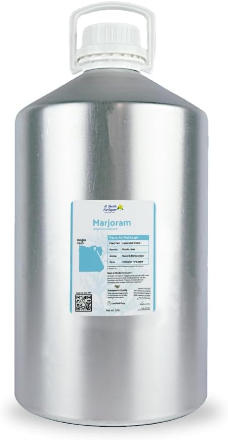 Nature Packaged Marjoram Essential Oil - Direct from Al Sheikh for Export Egypt - Steam Distilled - Aceite de Mejorana for Aromatherapy, Massage, Diffuser, DIY Candle and Soap Making - 22lbs