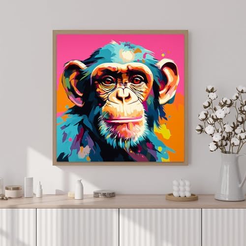 Artunion Framed Paint by Numbers Kit for Adults Beginners & Kids Ages 8-12,Colorful Monkey Paint by Number with Frame,Animals Paint by Numbers Kit on Canvas 10 * 10 Inch Without Easel - Image 2