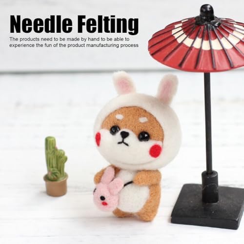 MOPFOL Needle Felting Kit 4 Styles - DIY Wool Craft with Foam Pad, Felting Needles & Accessories for Animal Doll Making(Bunny Shiba Inu) - Image 4