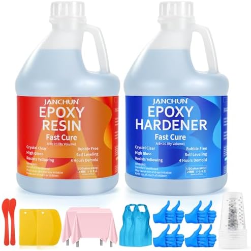 JANCHUN Epoxy Resin Kit 1 Gallon, Bubble Free Crystal Clear Resin by JANCHUN