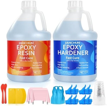 JANCHUN Epoxy Resin Kit 1 Gallon, Bubble Free Crystal Clear Resin by JANCHUN