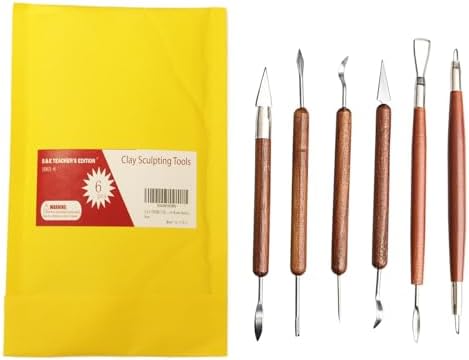 S & E TEACHER'S EDITION 6 Pcs Pottery & Clay Sculpting Tools, Double-Sided, Smooth Wooden Handles. (Pack of 2) - Image 3