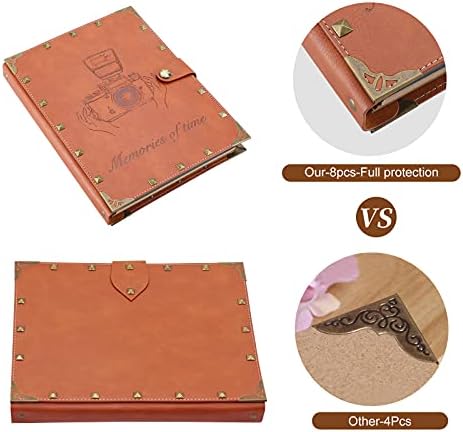 ZEEYUAN Leather Scrapbook DIY Photo Album 60 Pages Vintage Scrap Book Memory Photo Album 8.5x11 inch, Family Travelling Scrapbook Scrapbooking Kits for Couples Anniversary Birthday Gift - Image 6