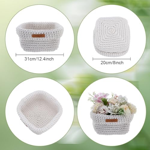 FREEBLOSS DIY Crochet Basket Kit for Beginners with Instruction Square Cardboard Crocheting Basket Crochet Basket Craft Supplies for Holiday Activities Desktop Storage - Image 3