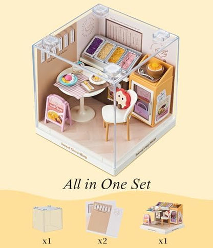 Sweet Soup Shop Super Miniature House Kit - DIY Plastic 3D Model Building Set for Teens, Build Your Own Asian Dessert Shop with Dustproof Case, Creative Craft Gift for Girls Women - Image 5
