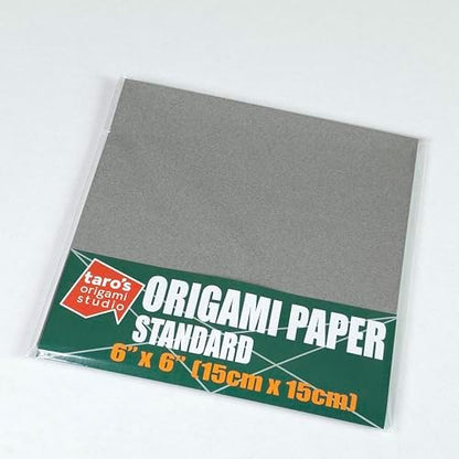 [Taro's Origami Studio] Standard 6 Inch One Sided Single Color (Grey) 50 Sheets (All Same Color) Square Easy Fold Premium Japanese Paper for Beginner (Made in Japan) - Image 3