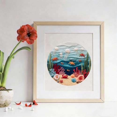 LYMIGER 3 Packs Embroidery Kit for Adults, Embroidery for Beginners (Sea-1) - Image 6
