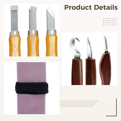 for Beginners 10-in-1 Wood Carving Walnut Spoon Knife Whittling Peeling Kit with Gloves, Leather Sharpening and Wax, Ideal Projects for Woodworking Crafts - Image 2