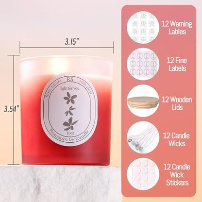 REISEN 12 Pcs 10oz Gradient Red Candle Jars for Candle Making Kit - Image 2