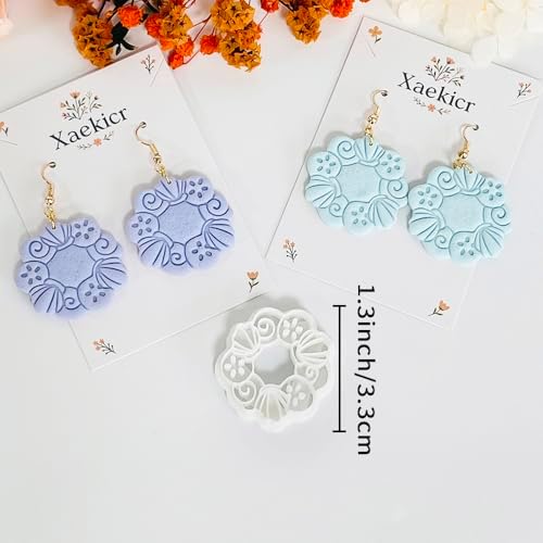 Xaekicr Floral Wreath Polymer Clay Cutters for Earrings – Clay Earring Cutters Set with Nature Pattern, Clay Tools for DIY Jewelry Making - Image 3
