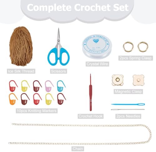 ACRNIGHEET Crochet Bag Kit for Beginners Adults Tote Bag Knitting Kit with Yarn and Hook Boho DIY Craft Kits Gift for Adults with Video Guide Tutorial Crochet Starter Kit (Khaki) - Image 2