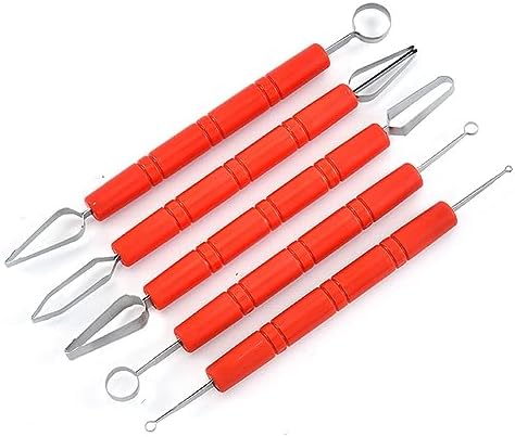 5 Pieces Fruit Carving Tool Fruit Sculpting Tool Stainless Steel Clay Sculpting Tool Pottery Sculpting Tool Clay Carving Tool Pottery Carving Tool Clay Molding Tool Pottery Molding Tool, Red by lasenersm