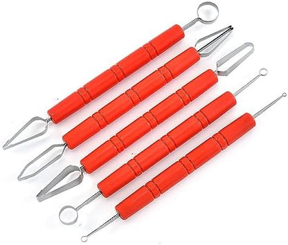 5 Pieces Fruit Carving Tool Fruit Sculpting Tool Stainless Steel Clay Sculpting Tool Pottery Sculpting Tool Clay Carving Tool Pottery Carving Tool Clay Molding Tool Pottery Molding Tool, Red by lasenersm