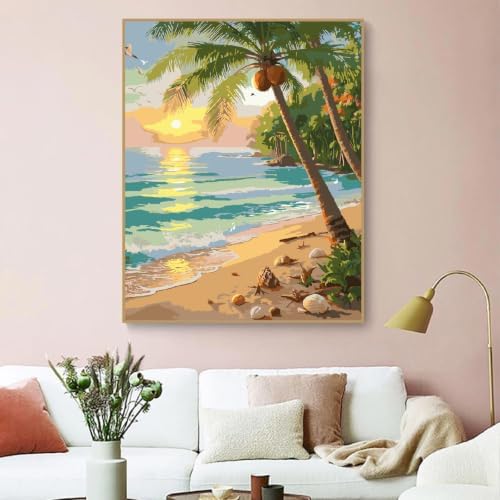 ZRIZQ Beach Paint by Numbers Kit for Adults Beginner,Landscape,16x20 - Image 7