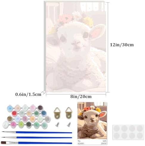 Lxmsja Fluffy Lamb Paint by Numbers Kit for Adults, Lamb Flower Acrylic Paint by Numbers for Adults Beginner, DIY Craft Supplies Oil Painting Kits for Home Wall Decor 8x12 inch (Framed) - Image 4