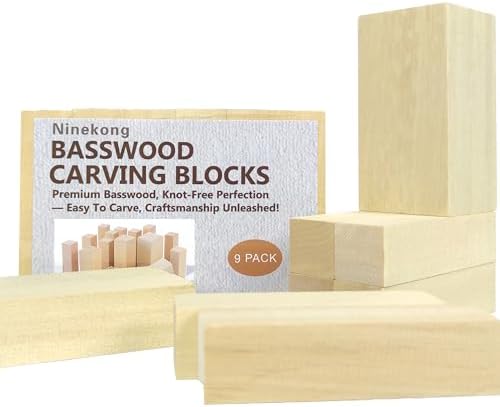 Ninekong 9PCS Basswood Carving Blocks with 2 Sizes，Whittling Wood Carving Kit,Soft Basswood for Carving(4"x1"x1",4"x2"x2") by Unknown