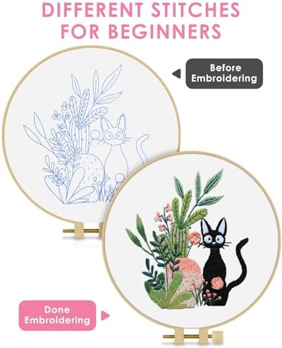 TINDTOP Embroidery Kit for Beginners Adult, Cat Embroidery Kit - Image 3