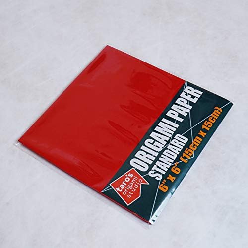 [Taro's Origami Studio] Standard 6 Inch One Sided Single Colors (Red) 50 Sheets (All Same Color) Square Easy Fold Premium Japanese Paper for Beginner - Image 2