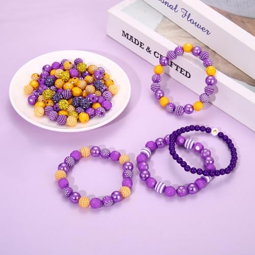 2200PCS+ Game Day Beads Charms for Bracelet Making Polymer Clay Beads Crystal Pearl Letter Gold Spacer Beads Football Charms for Game Day Bracelet Necklace Making DIY Crafts - Image 5