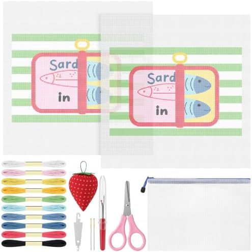 XunYee Needlepoint Canvas Kit, Sardines in Oil by XunYee