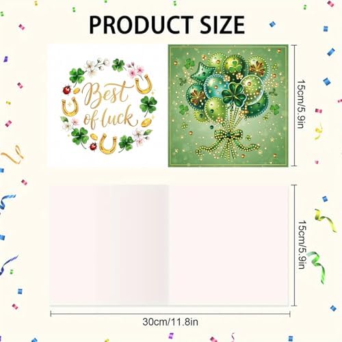 6Pcs St. Patrick's Day Greeting Card DIY Diamond Art Painting Greeting Cards Special Shaped Diamond Blessing Folding Card Kit Arts Crafts for Holiday Festival-Balloon - Image 7