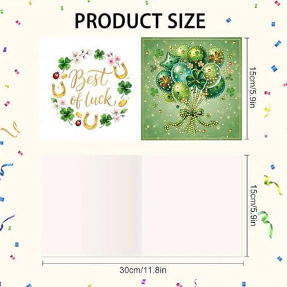 6Pcs St. Patrick's Day Greeting Card DIY Diamond Art Painting Greeting Cards Special Shaped Diamond Blessing Folding Card Kit Arts Crafts for Holiday Festival-Balloon - Image 7