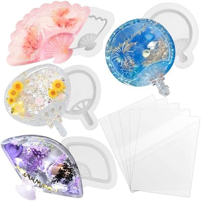 Resin Shaker Molds Hand Fan Set with Films for Kawaii Keychain Charms by FUNSHOWCASE