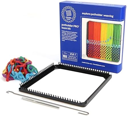 Harrisville Designs Friendly Loom Potholder Pro Weaving Kit | 10”x10” Sturdy Metal Loom and Quality Cotton Weaving Loops | Complete Kit to Weave 2 Large, Durable Potholders | Made in the USA - Image 3