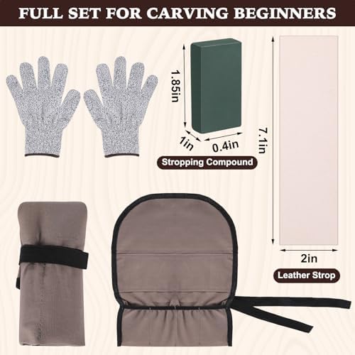 Wood Carving Kit 32 Pcs Wood Carving Tools Includes 20 Pcs Whittling Basswood Blocks 4 Different Sizes with 12 Pcs Whittling Knives kit for Woodworking Beginners Adults Hobby DIY Art Craft - Image 3