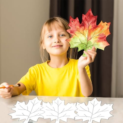 24 Pcs Fall Coloring Wreath Crafts Color Your Own Fall Crafts, Maple Leaves - Image 5