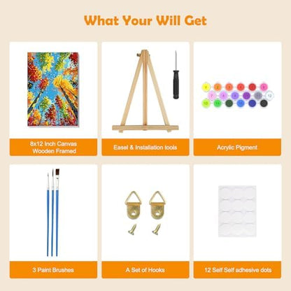 MOGTAA Tree of Life Paint by Numbers Kit for Adults Beginners with Frame, Landscape Adult Paint by Number Kits on Canvas with Easel, Easy DIY Oil Painting Kits for Home Decor, 8x12in - Image 5