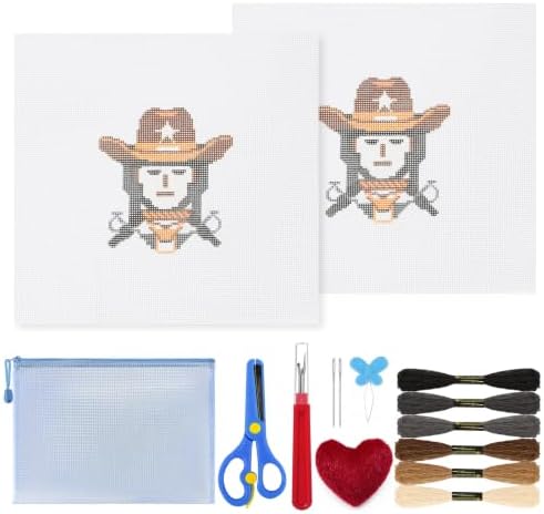 Ansberta 15Pcs Cowboy 18 Mesh Needlepoint Canvas Kit for Beginners Adults by Unknown