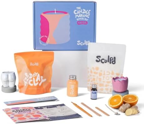Sculpd Candle Making & Pottery Kit, Air Dry Clay, Orange Ginger Fragrance by Sculpd