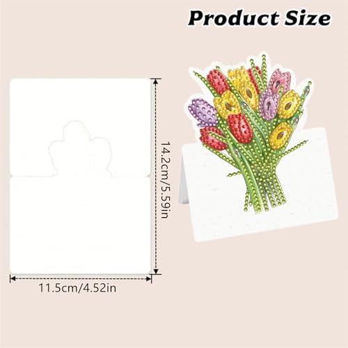 jinglinhh 12pcs Flowers Bouquet Sunflower Diamond Art Painting Greeting Cards with Envelopes, DIY Card Making Kits for Adults, Diamond Art Christmas Cards for Birthday Holiday Postcards Craft Gifts - Image 2