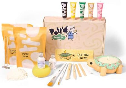 Pott'd Mini Pottery Kits | Air Dry Clay Pottery Kit for Adults | Includes Paints, Brushes, and Potters Tools | FREE online step-by-step tutorial | Perfect for Beginners | Bring The Studio To Your Home by Pottd