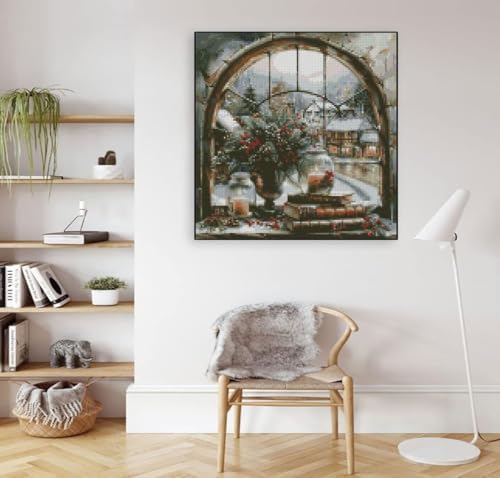 Winter Snow Landscape Cross Stitch Kit for Beginners, 13.7x13.7 inch - Image 6