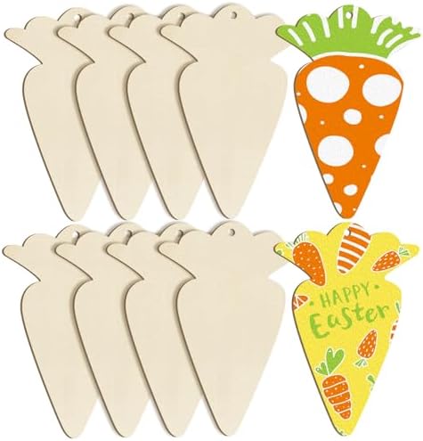 Large Size 7" Wooden Easter Ornaments to Paint, Carrot Wooden DIY Blank Unfinished Round Wood Discs Ornament for Crafts Hanging Decorations(10PCS) by Sophena